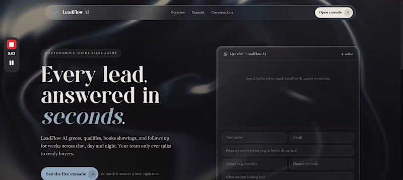 Cover image for LeadFlow AI: autonomous inside-sales agent