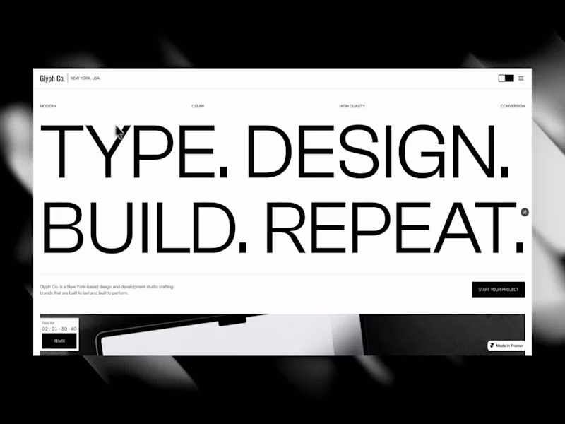 Cover image for Discover Glyph Co.'s Latest Framer Template for Studios