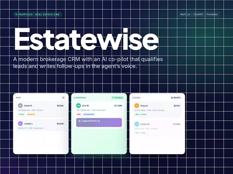 Cover image for Estatewise. Real Estate CRM with AI Follow-Ups