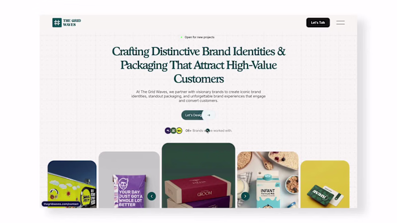 Cover image for The Grid Waves - A Branding Studio Website built in Framer