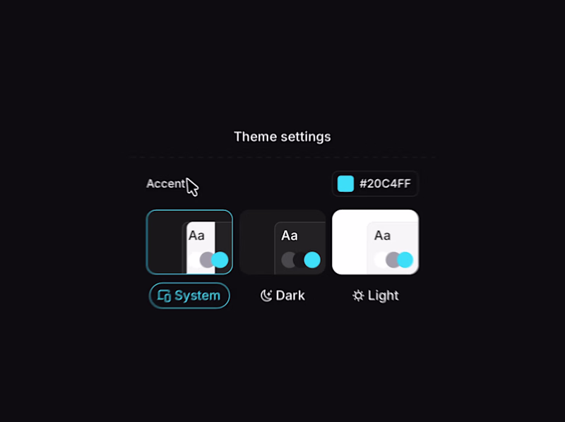 Cover image for theme settings panel + accent
