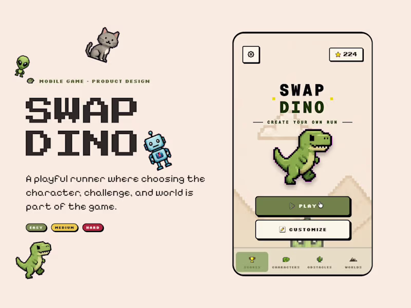 Cover image for Customizable Dinosaur Run Game Design