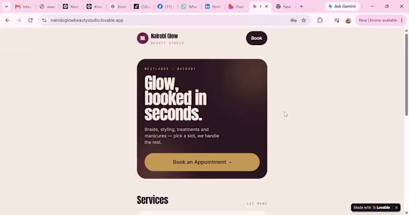 Cover image for Business: Nairobi Glow Beauty Studio
Problem:

A