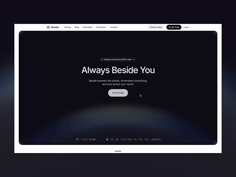 Cover image for Beside hero. Fully built with