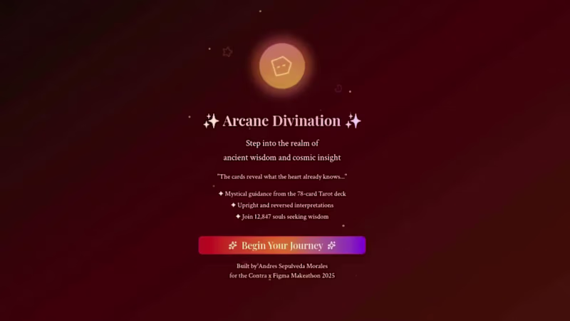 Cover image for Arcane Divination: A Tarot Reading Application - Figma Makeathon