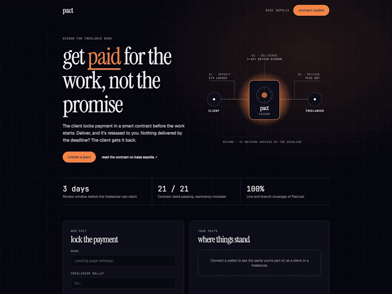 Cover image for Pact: Escrow dApp for Freelance Payments