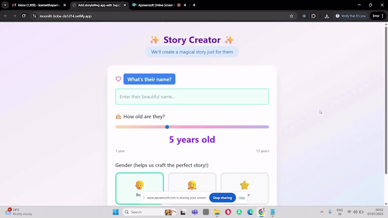 Cover image for Personalized story creation app for kids 