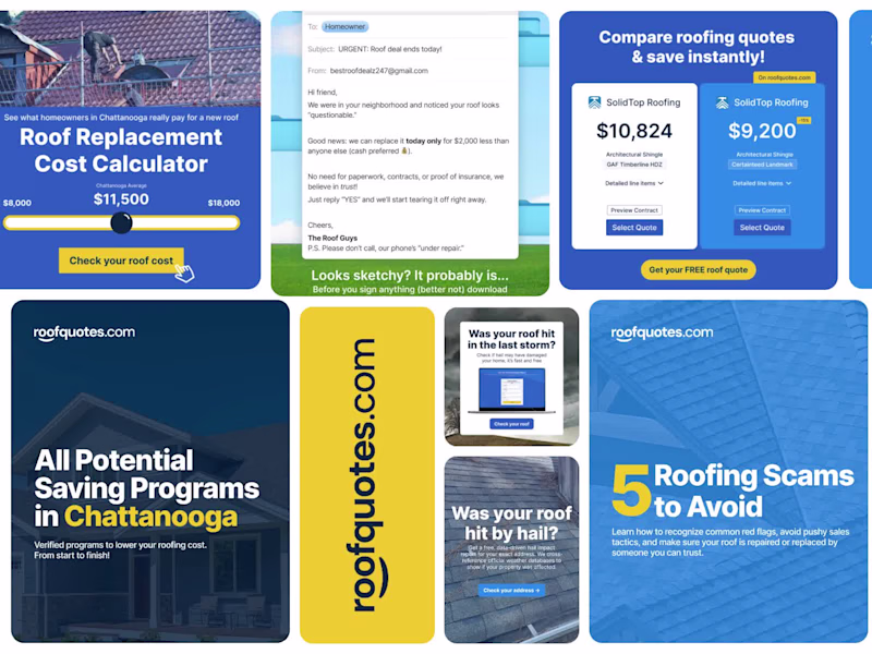 Cover image for roofquotes.com | Paid Ads, Animations and Lead Magnet Guides