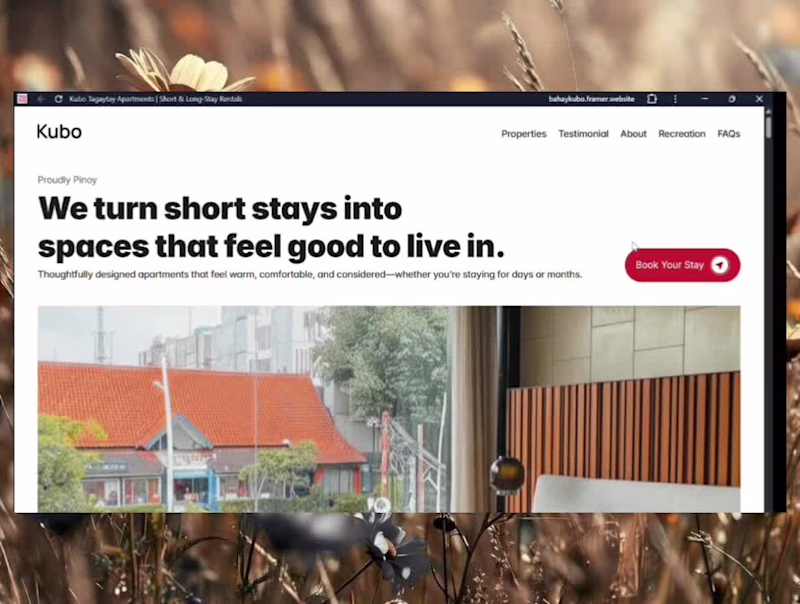 Cover image for Kubo: Intuitive Booking, Landing Page for Apartment Rentals