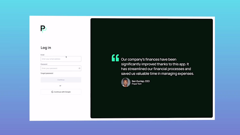 Cover image for First time log-in process for a Small Business financial pla...