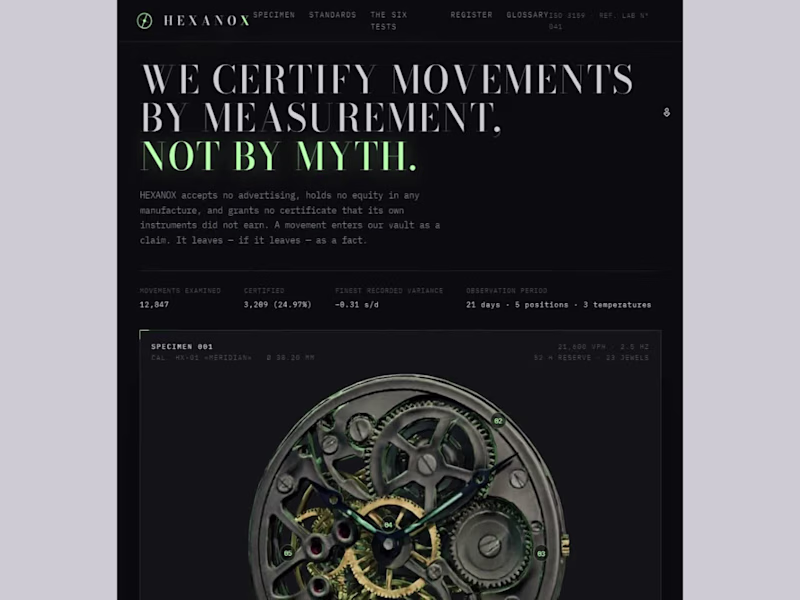 Cover image for HEXANOX: Institute of Chronometric Certification: