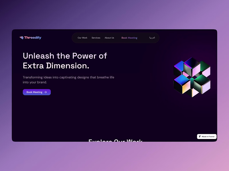Cover image for Threedify Creative Agency - Framer Website