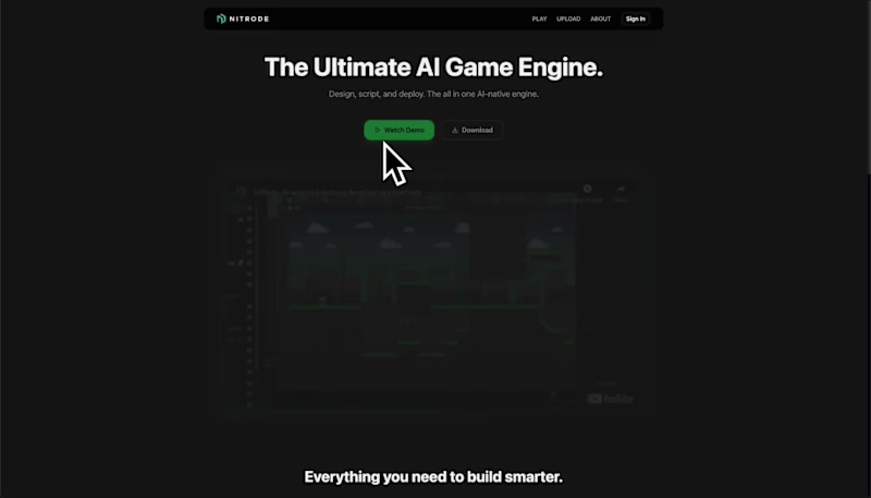Cover image for Concept redesign for Nitrode. AI-powered game engine that le...