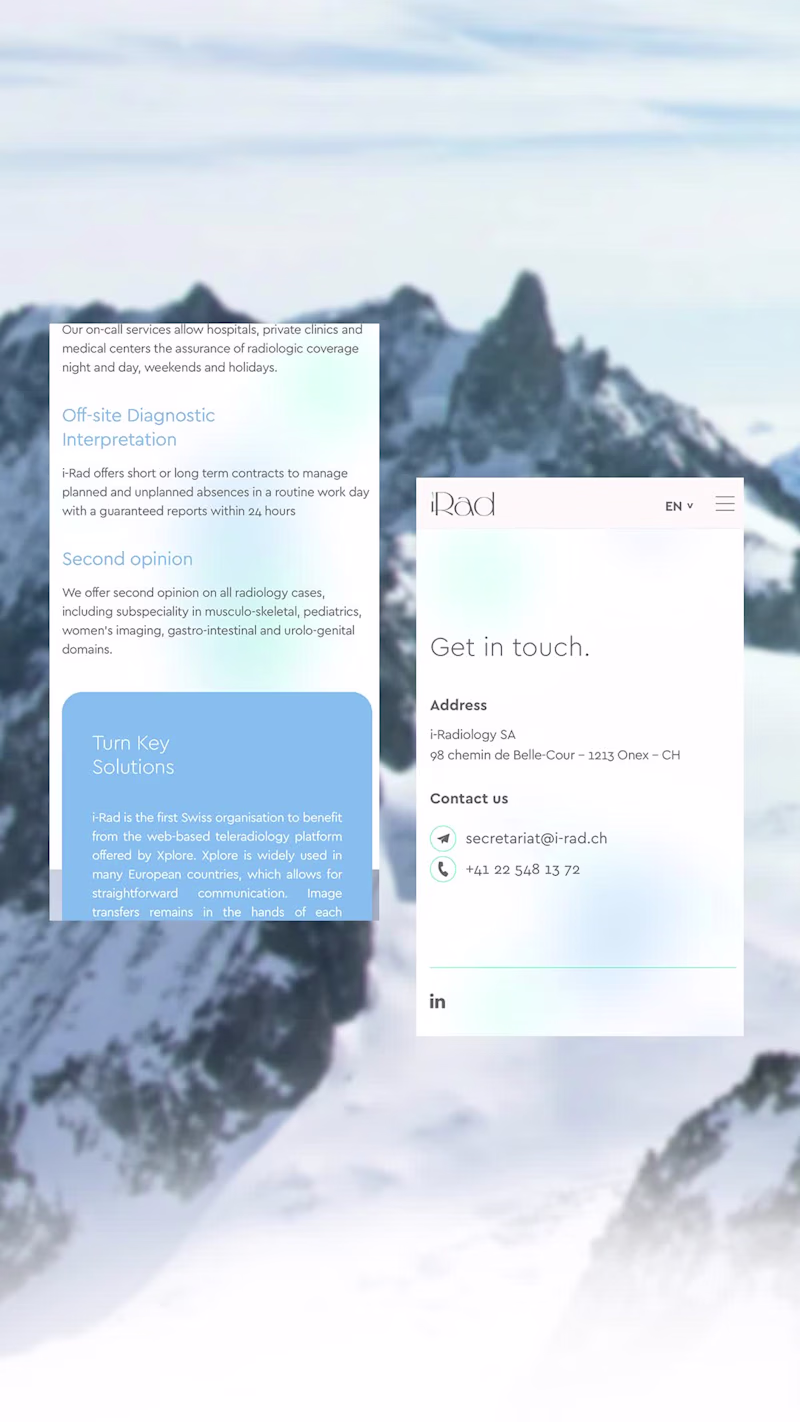 Cover image for www.i-rad.ch (https://www.i-rad.ch) 
Four pages. Minimal.