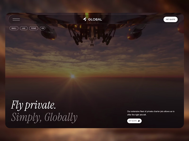 Cover image for A premium hero section design for a private jet charter plat...