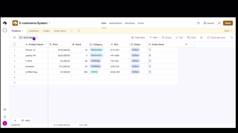 Cover image for E‑commerce Order Management System

Tools: Airtable