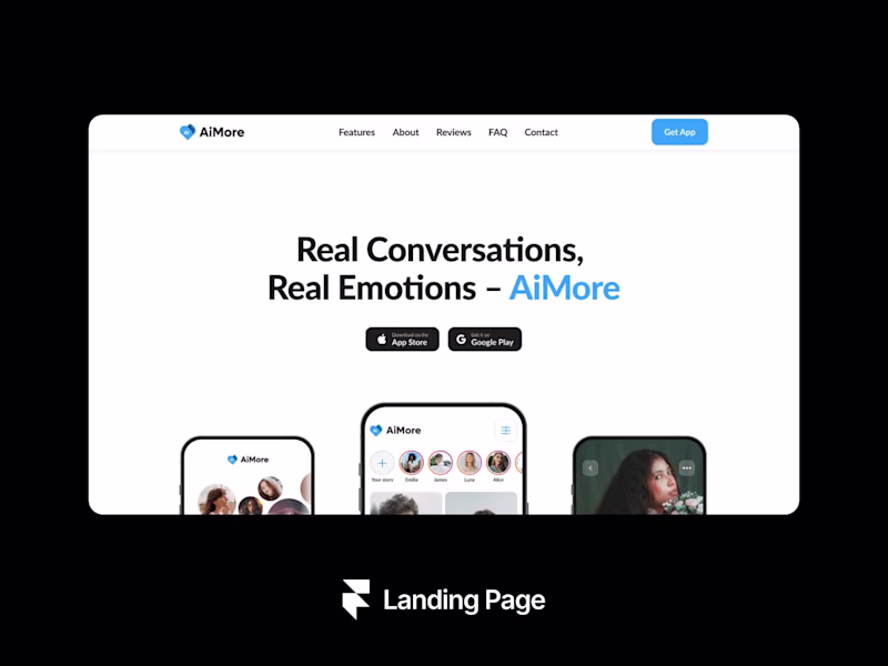 Cover image for AiMore Dating App Landing Page