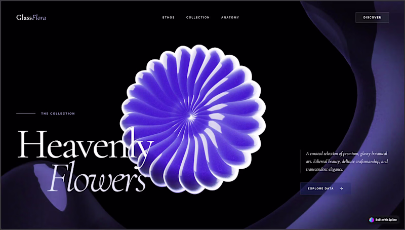 Cover image for Glass Flora Hero Section with Spline Animation