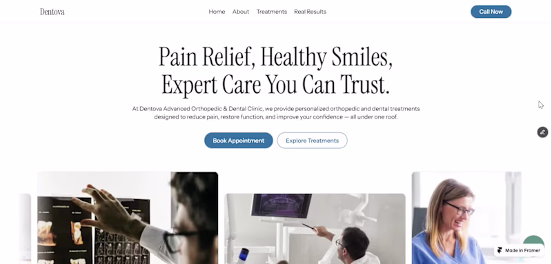 Cover image for Dentova — Framer Landing Page for Dental & Healthcare Clinics