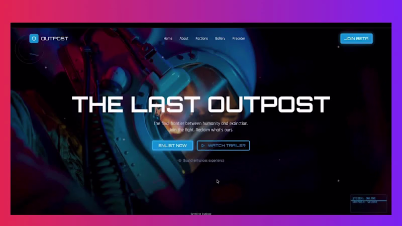 Cover image for Made the landing page for the Game site in the just one prompt