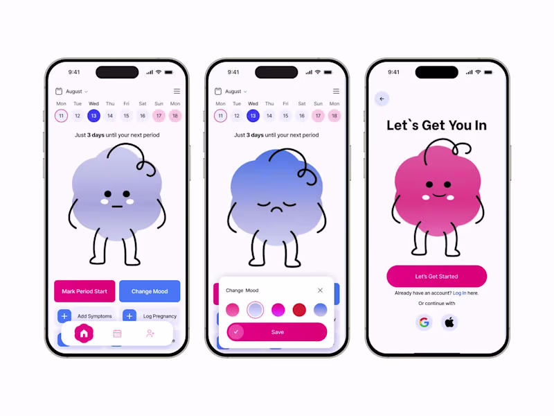Cover image for Period tracking app. Designed the