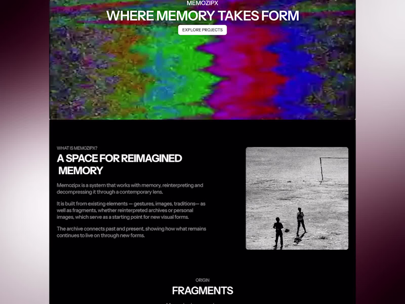 Cover image for Memozipx Visual Archive Website