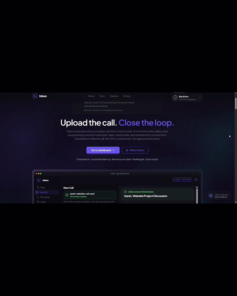 Cover image for Inbeo.app (http://Inbeo.app) is an AI-powered
