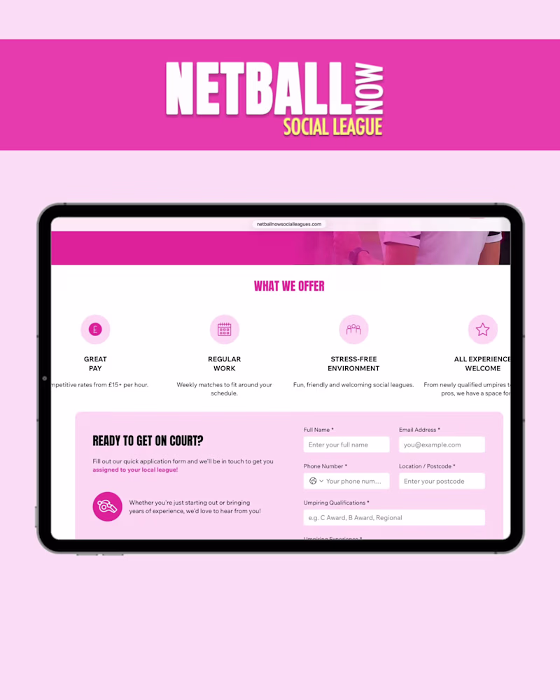 Cover image for Netball Now Social League Website