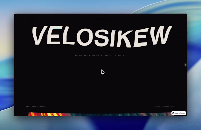 Cover image for Velosikew is a scroll-velocity-driven WebGL
