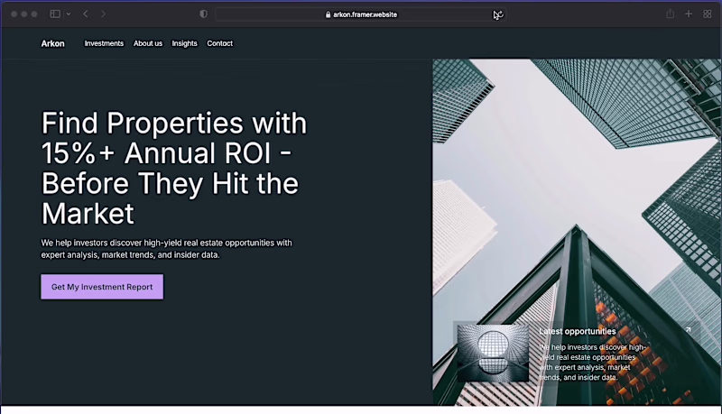 Cover image for Arkon – Premium Real Estate & ROI Portfolio Template 🚀 Desi...