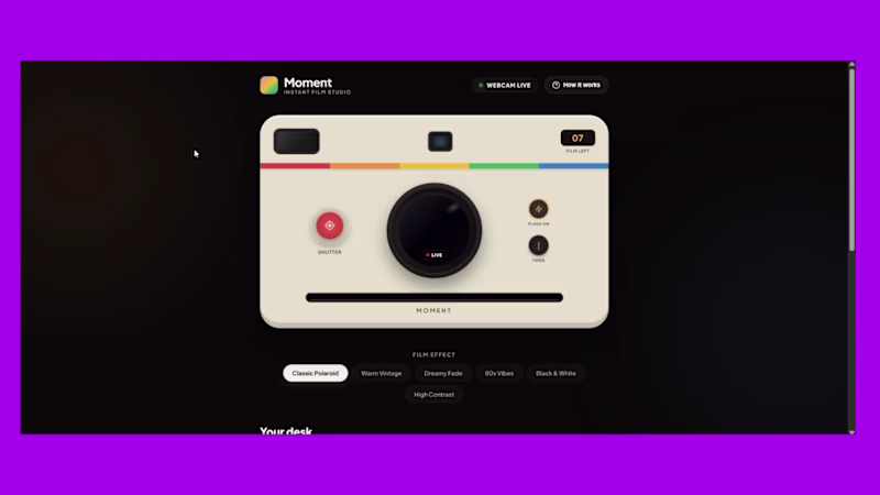 Cover image for Built "Moment" — Interactive Polaroid