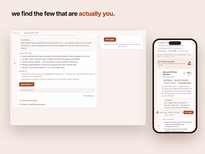 Cover image for pirch: an AI job hunter that finds the few jobs that fit