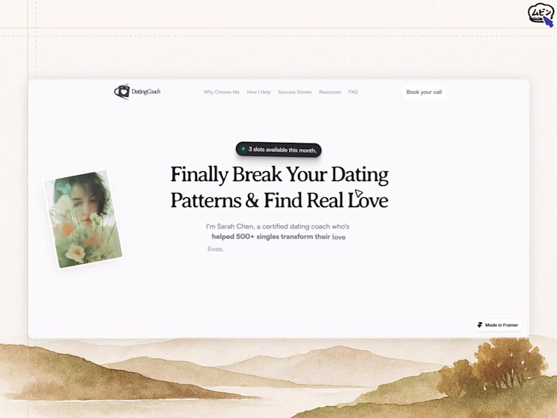 Cover image for Dating Coach Framer Landing Page