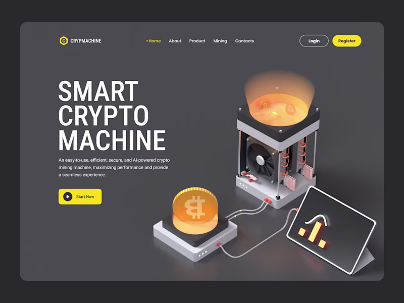 Cover image for Smart Crypto Machine - Landing Page 3D Illustration