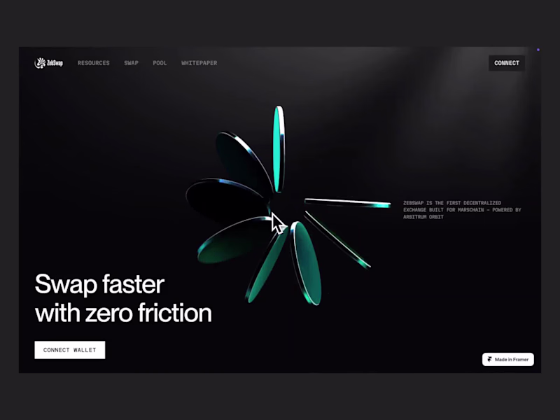 Cover image for Framer Landing Page for ZebSwap