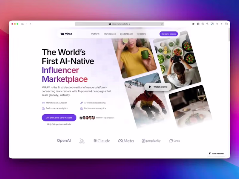 Cover image for Mirao.ai - Design & Framer Development