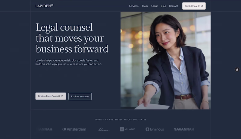 Cover image for Lawden — Legal Services Framer