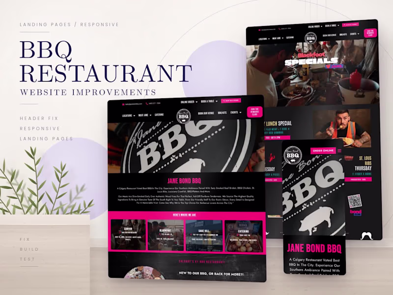 Cover image for Jane Bond BBQ – Landing Pages & Responsive Fixes