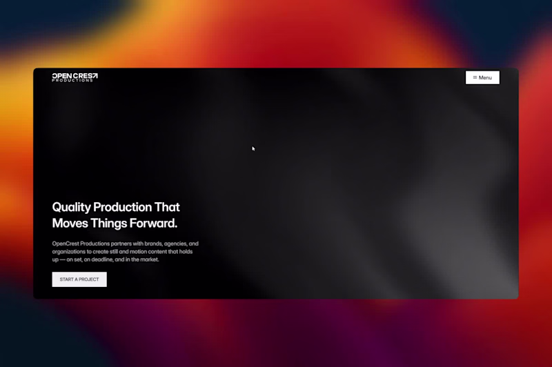 Cover image for OpenCrest Productions Framer Website Design