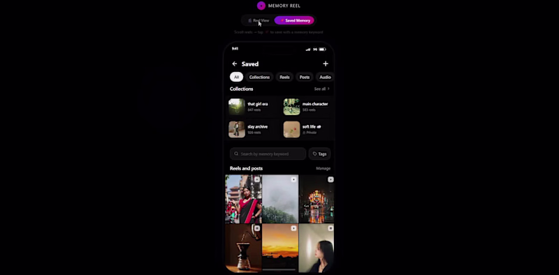 Cover image for Memory tag reel app.