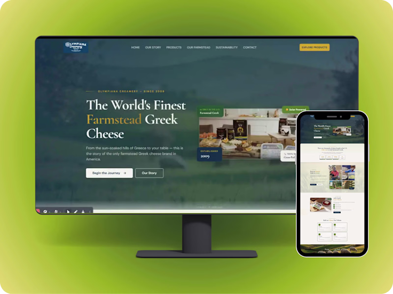 Cover image for Olympiana Creamery Landing Page Design