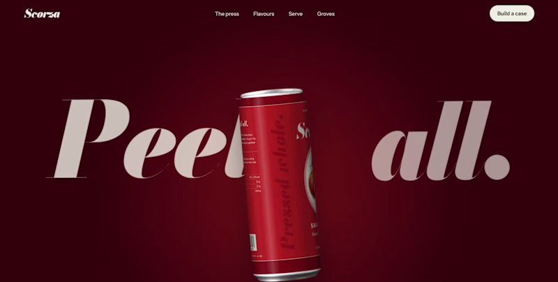 Cover image for Scorza, an invented 0.0% sparkling citrus bitter animated we...