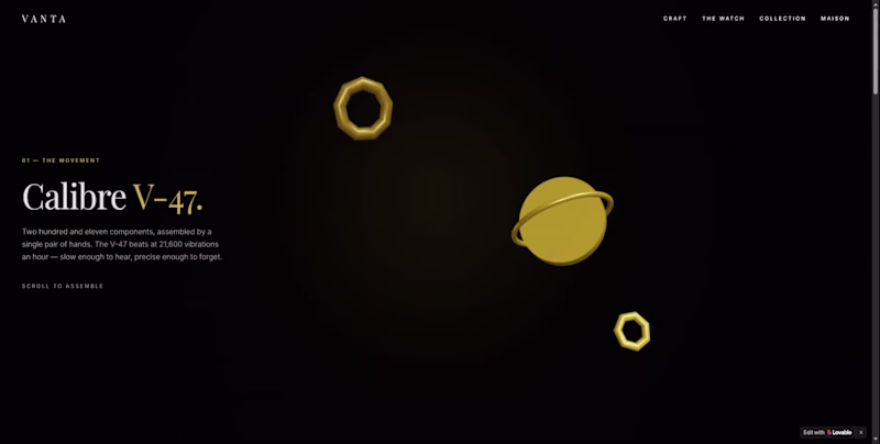 Cover image for Dark-themed luxury landing page featuring