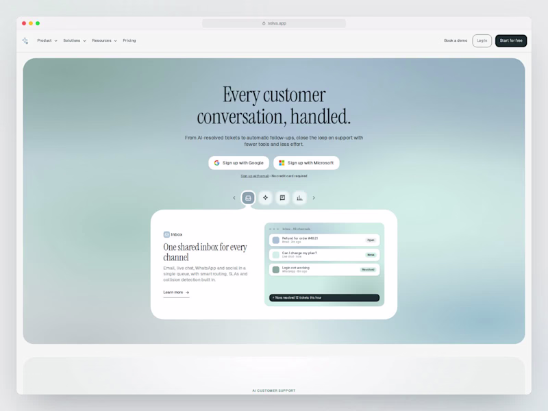 Cover image for AI Support Platform
A landing page
