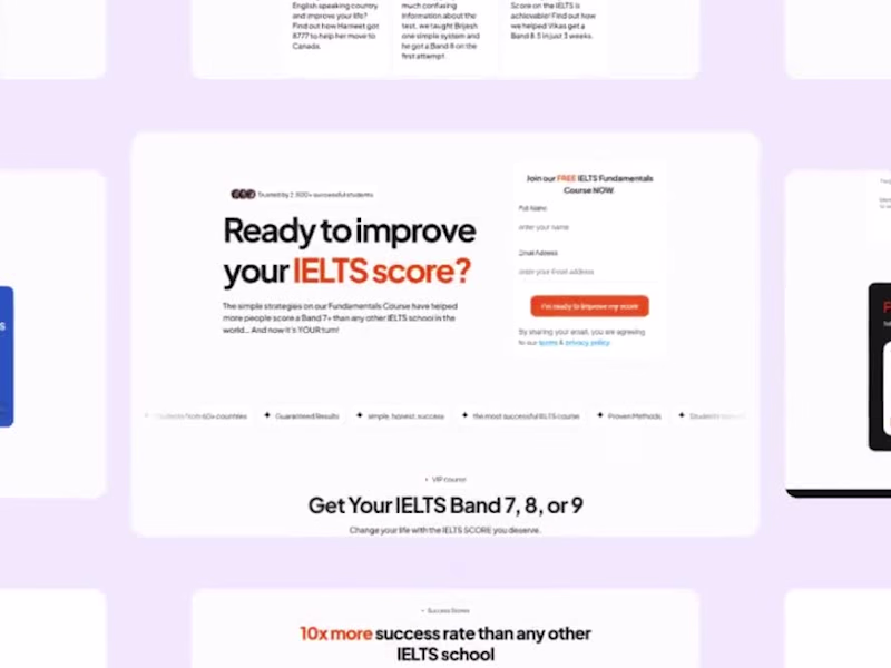 Cover image for IELTS Coaching Funnel Optimization & Website Redesign