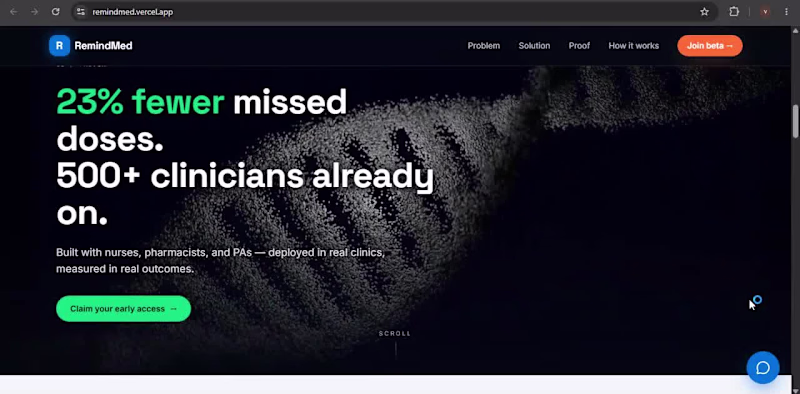 Cover image for RemindMed: HealthTech Landing Page
