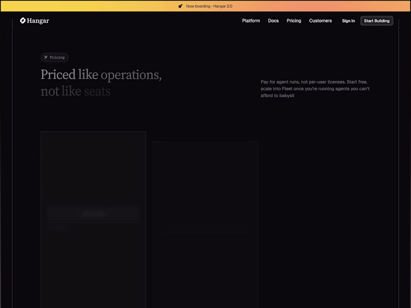 Cover image for Hangar AI Agent Pricing Page Design