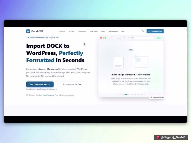 Cover image for DocxToWP — DOCX to WordPress Plugin