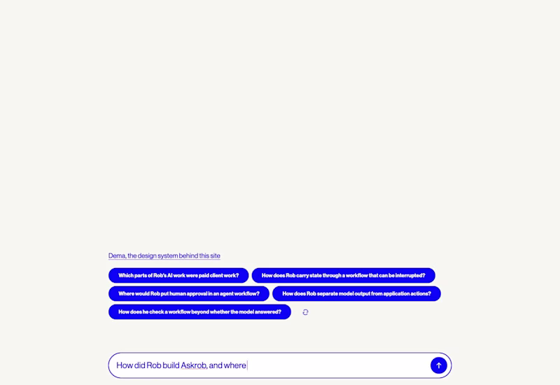 Cover image for Askrob: delivering an AI conversation inside a real product