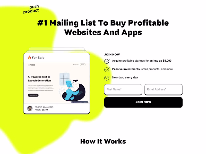 Cover image for Animated Mailing List Landing Page